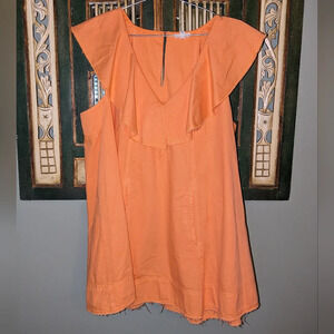 Pilcro Orange Ruffle-Trim Mini Dress